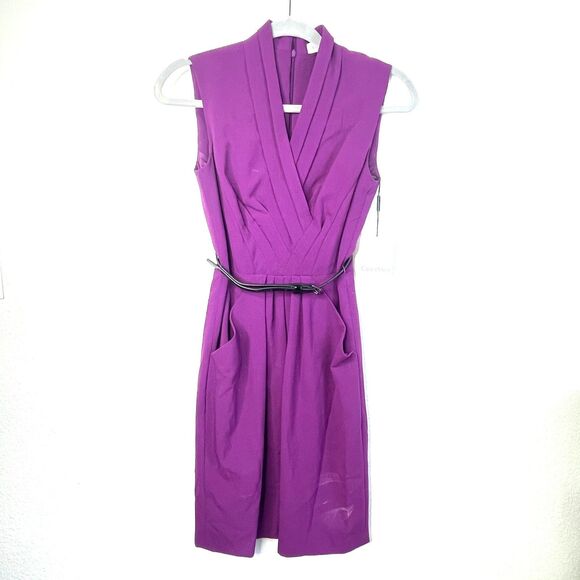 Calvin Klein Purple Sleeveless Sheath Dress in Size 0 Corpcore Office Siren NWT - Picture 3 of 14